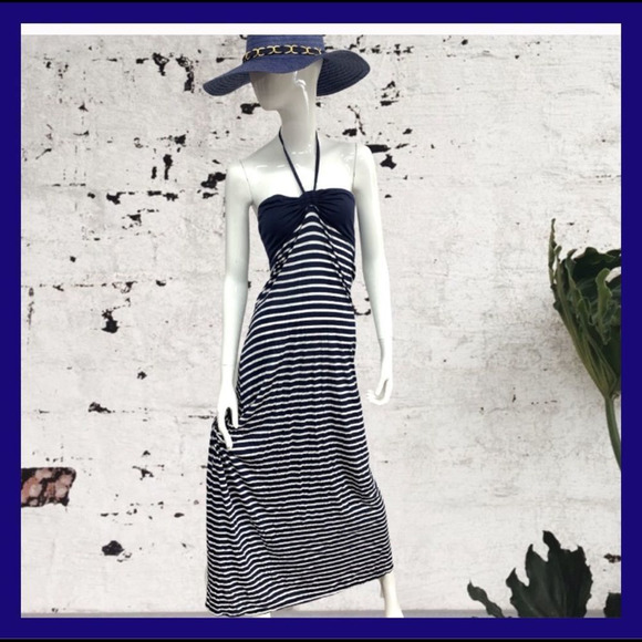 Kareenas Dresses & Skirts - NWT, Kareenas, Navy and White Striped Loose & Light Cotton Maxi Dress - Medium